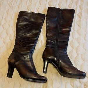 Brown leather boots